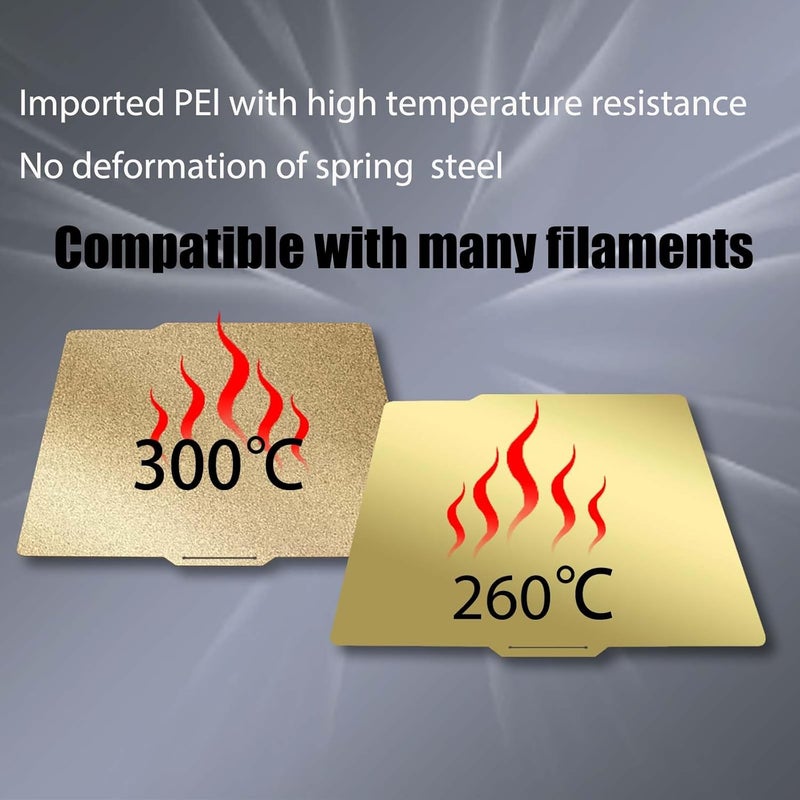 Wefuit JUUPINE 257x257mm Double Sided Flexible PEI Sheet, Smooth PEI Surface+Textured PEI Surface for Bambu Lab P1P/P1S /X1/X1C/X1E/A1 3D Printer, 3D Printer PEI Spring Steel Build Plate Removable Platform - Image 4